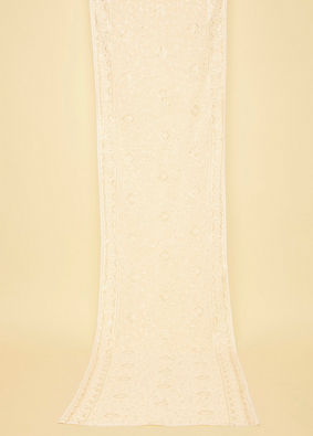 Pearled Ivory White Sequined Stole image number 0